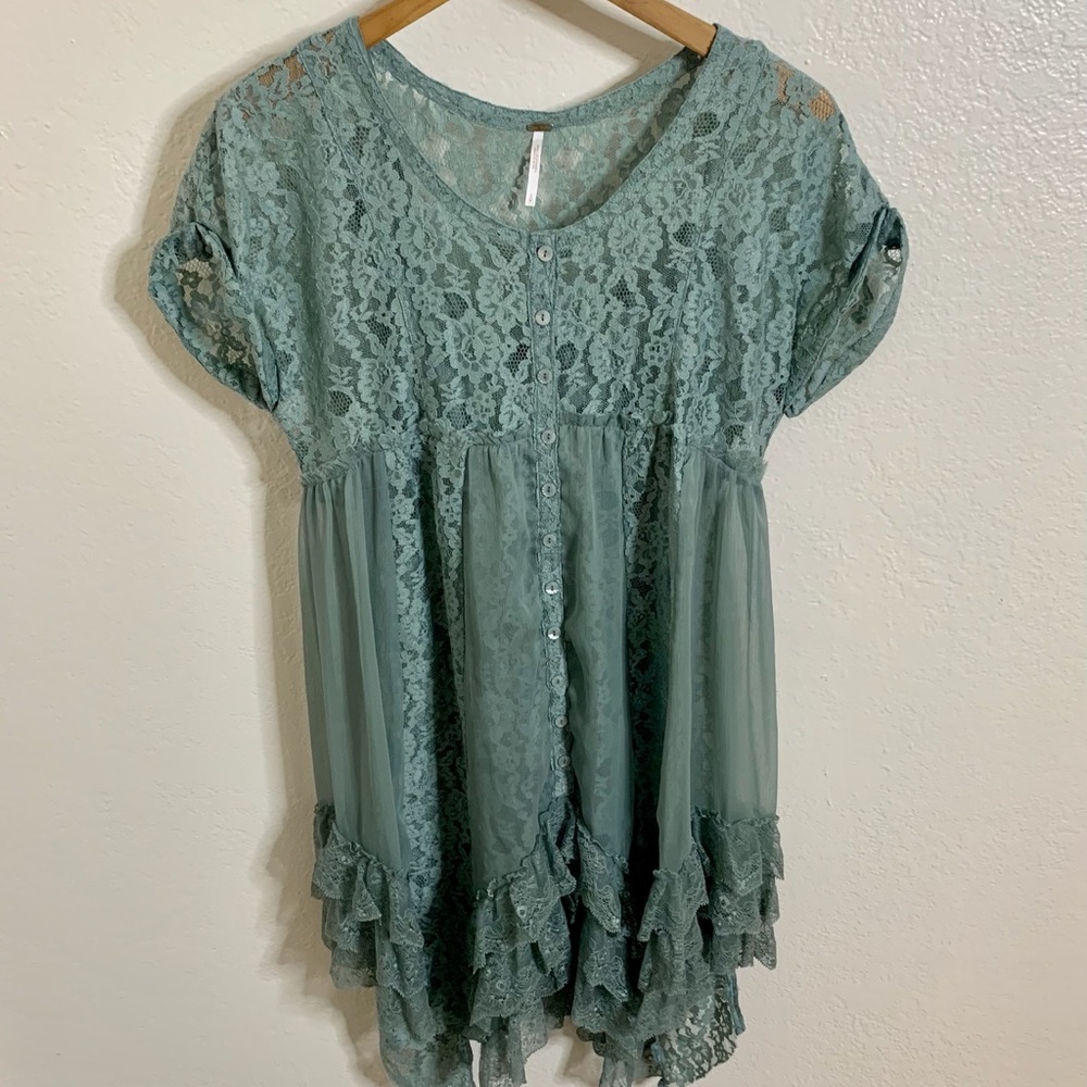 SOLD - Free People Boho Lace Tier Ruffle Dress - Picture 2 of 10